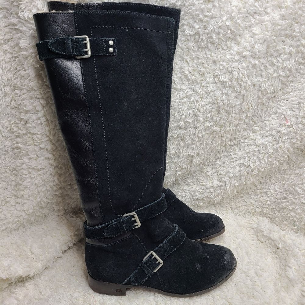 Ugg Australia Cydnee Black‎ Suede Leather Riding Boots sz 6.5